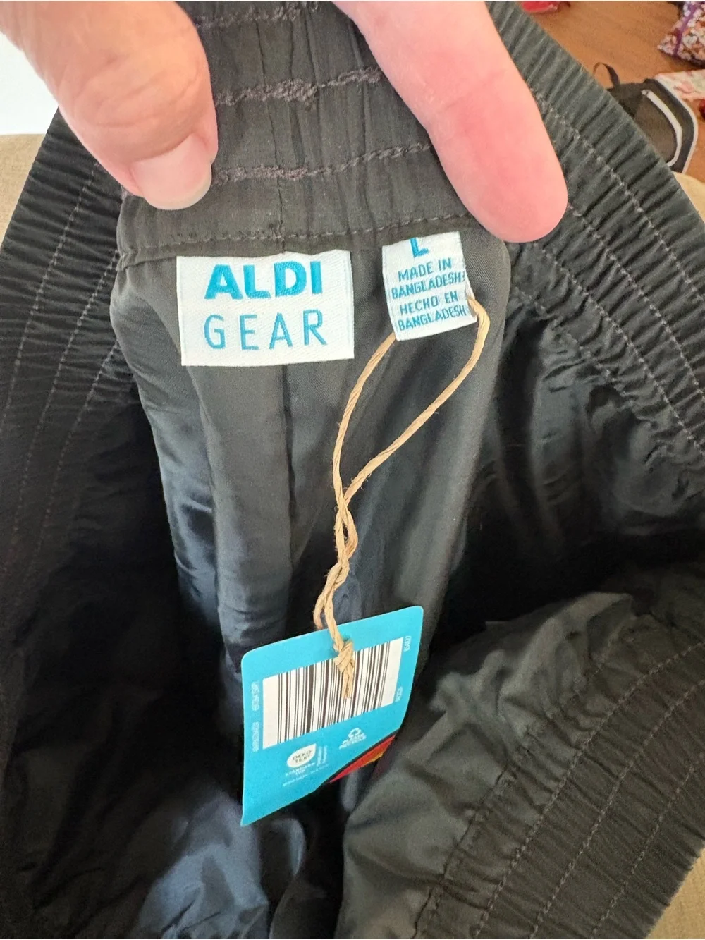 ALDI Black Track Pants with White Side Stripes